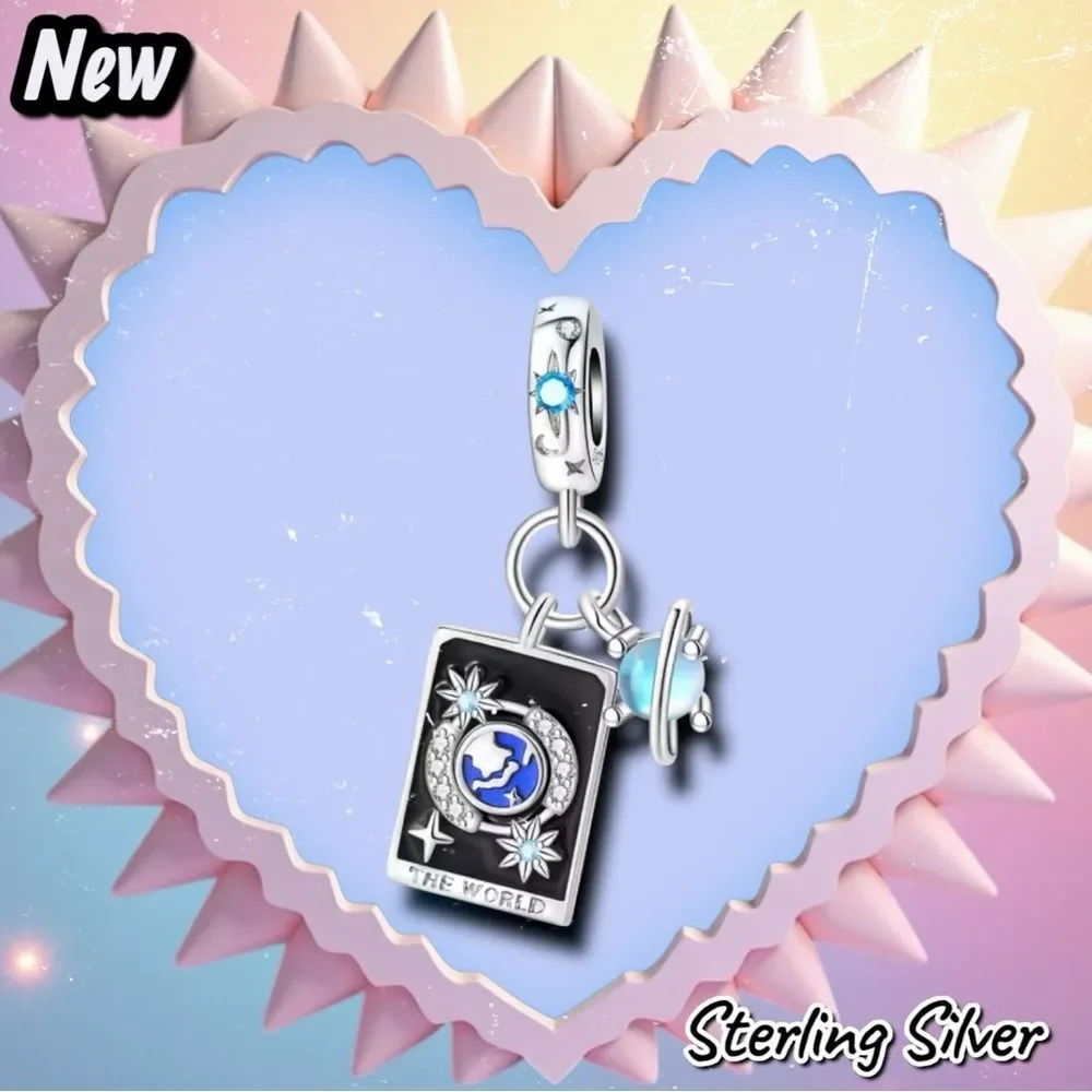 NEW The World Tarot Card Dangle Charm – Sterling Silver 925